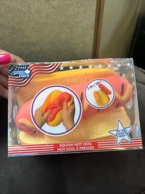 Pink & Yellow Squish Hot Dog Toy